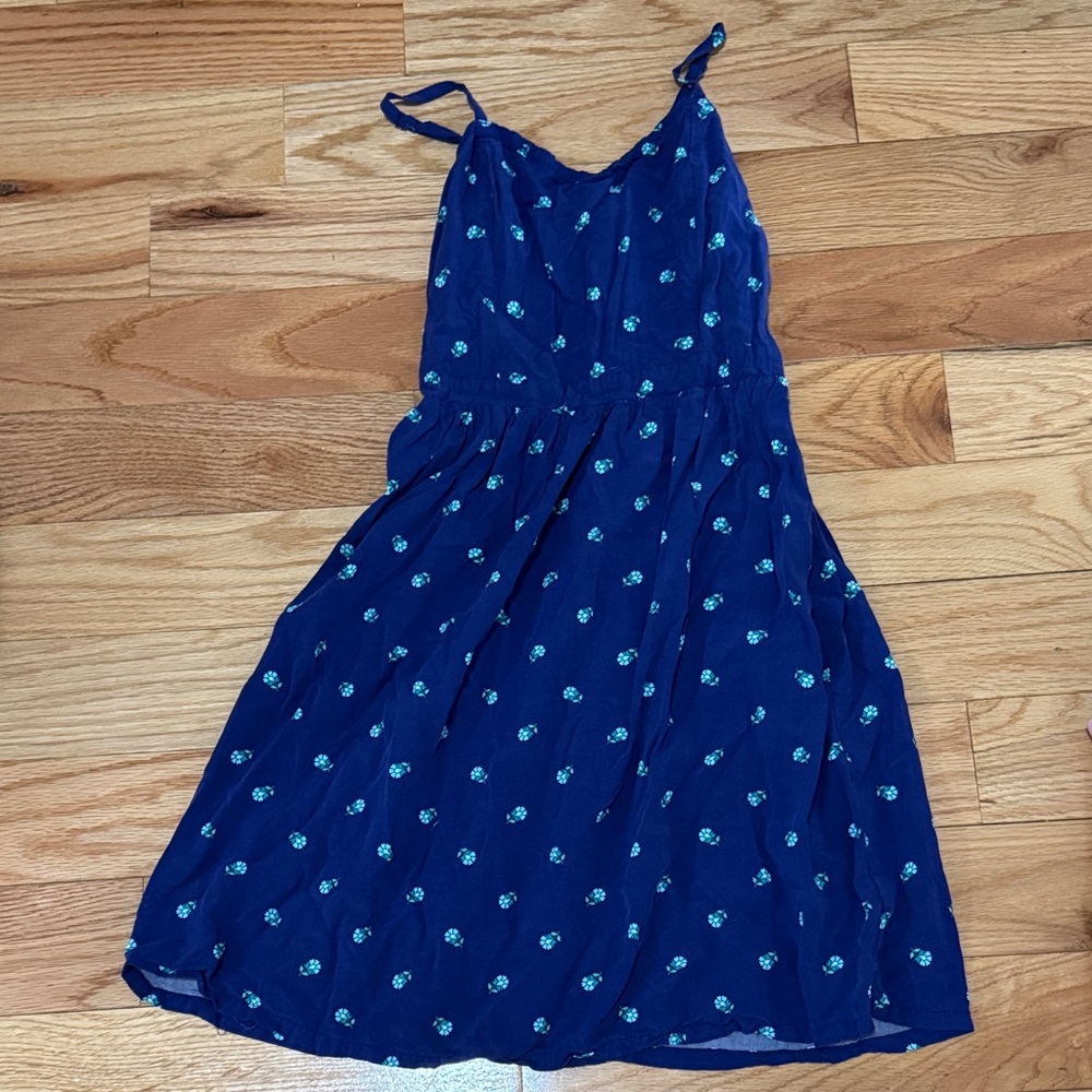 Old Navy Dark Blue Kids Dress with Floral Print